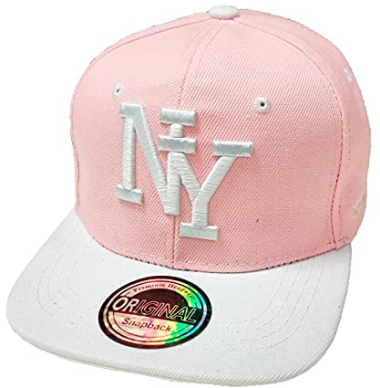 J26 Barn snapback USA keps tonåring keps basebollkeps trucker keps NY, Rosa vit, One size