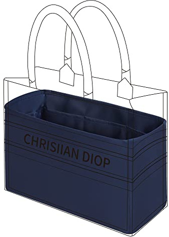 DGAZ Väska Organizer-insats, siden väskorganisatör för Dior Book Tote Mini/S/M/L väska, sidenlen känsla Bag in Bag-organisatör (Blue nuit, Medium)