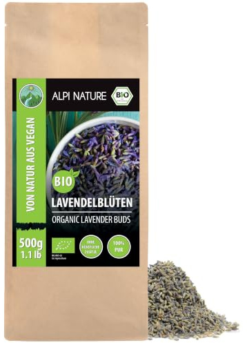 Alpi Nature Lavendel Te BIO 500g, Hela Torkade Lavendelblommor, Ekologiskt Lavendel Löste