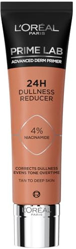 L'Oréal Paris Dullness Reducer Primer, Basis für ein langanhaltendes Make-up, Sofort strahlender Teint, Bis zu 24h Halt, Prime Lab Advanced Derm Primer, 30 ml