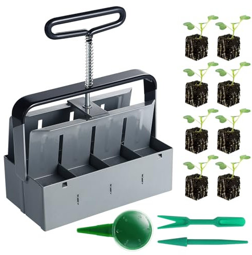 Coolty Hand Held Soil Blocker 2 Soil Block Maker for Outdoor Garden Greenhouses Plant Propagation Seedlings (8 Cell)