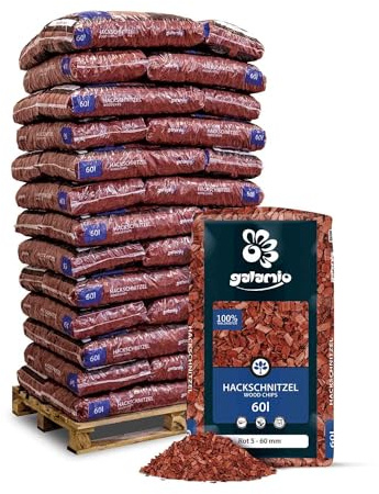GALAMIO Holzhackschnitzel Rot Kiefer 5-60 mm - 2340L (39 x 60L) - Farbiger, natürlicher Unkrautschutz