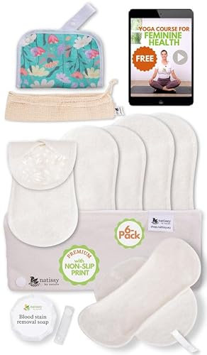 Erstklassig Stoffbinden waschbar mit rutschfester Druck aus bio Baumwolle für starke Blutung & Inkontinenz (Größe L+XL, 6er-Pack); hochtemperatur-waschbare Binden für Damen für bequeme Periodentage