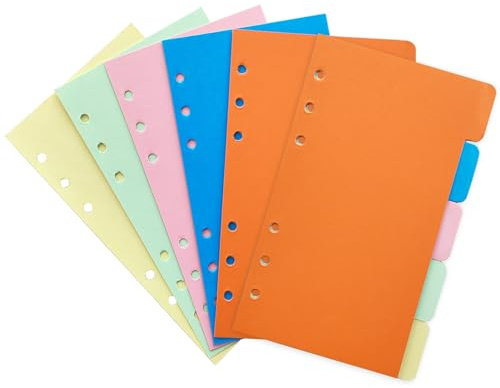 DY.2ten 10 feuilles Intercalaires A6, Pour Classeur A5 6 Anneaux, Couleur Séparateurs A6 Planificateur,Intercalaire pour le Carnet de Notes