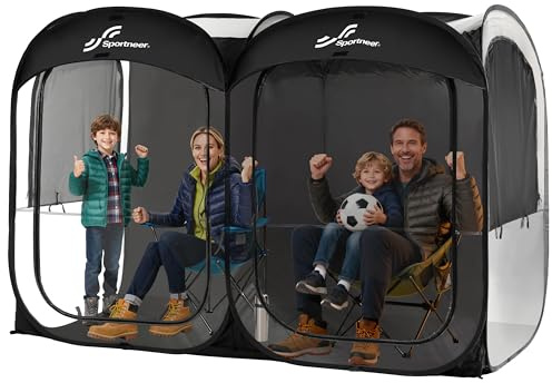 Sportneer Sports Tent, 2-4 Person Instant Pop Up Sports Tents - 92 x 46 x 63.5 Transparent Sport Shelter for Fishing, Camping, Sports Event - Easy Set Up & Tear Down