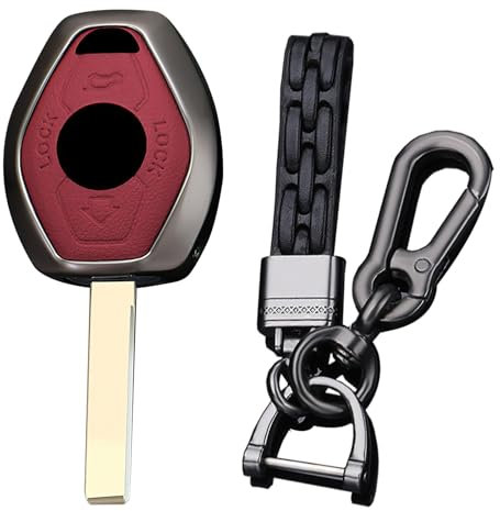 Ysbxitu Bilnyckel fodral nyckelbox keyless go skydd passar BMW E38 E39 E46 E53 E60 E63 E61 E64 E83 E85 E86 M5 325i X3 X5 Skyddshölje för fjärrkontroll skydd presentidé – B röd