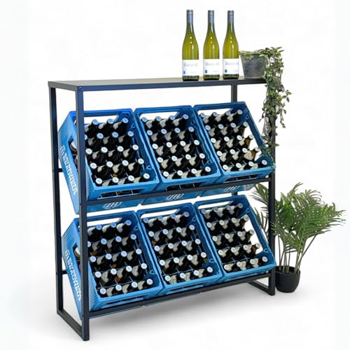 DanDiBo Estantería para cajas de bebidas, 6 cajas con estante, estantería para bebidas, estantería estrecha de metal, 100 cm, soporte para cajas de cerveza (6 cajas de 100 cm de ancho