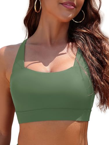 SHEKINI Top Bikini da Donna Push Up Crop Top Costume da Bagno Tank Asciugatura Rapida Bikini Sportivo Swimsuit Costume Bikinis Tinta Unita Swimwear