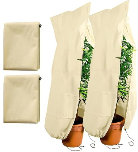 ROTKUSZ 2 Pezzi Telo per Piante Inverno Antigelo, 80 x 120cm Tessuto Non Tessuto per Piante, Traspirante Copertura Piante Inverno Telo Antigelo per Piante per Albero Palma Piante da Balcone Tenda
