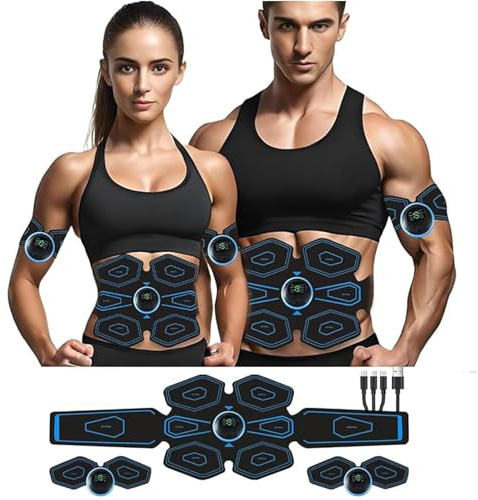 Queath EMS Abdominal Muscle Trainer, ABS Trainer Muscle Stimulator, 8 Modes & 18 Intensities For Abdominal/Arm/Leg/Hip Training, EMS Muscle Stimulator, Electric Abdominal Muscle Toner