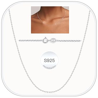 FUNEIA Sterling Silberkette Damen 925 Ohne Anhänger Wasserfest Echt Reines Silber Kette 1.1/1.3mm Breite Glänzende Halskette Kordelkette Silberne Schmuck Geschenke für Frauen Mama 40cm/45cm/50cm/55cm
