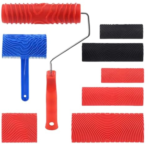 Herramienta para Vetear Madera - 8 Piezas Creador de Mejora de Textura | Rodillo para Pintar con Efecto Veta,para Puerta, Muebles, Mesa, Armario, Encimera, Taller, Garaje, Dormitorio, Salón, Cocina