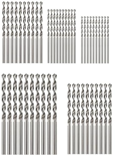 Set med 50 små HSS-borrbit för trä, Diameter 1 mm, 1,5 mm, 2 mm, 2,5 mm, 3 mm Mini spiralborrbit, Spiralborrbit HSS, För trä, metall, plast, aluminium