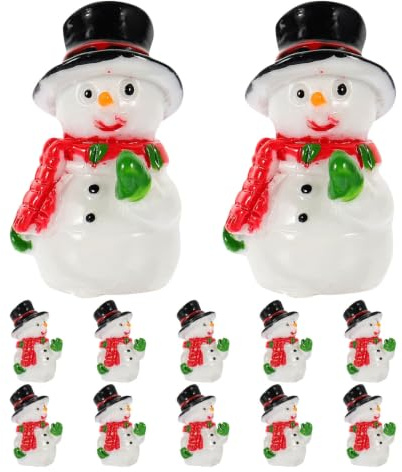 DOITOOL 12 st små snögubbefigurer, miniatyr snögubbe i harts | Små julgransprydnader, mini-vinterby-rekvisita för högtidsdekorationer och dekorationer till älvträdgårdar