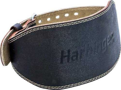 Harbinger 6 Cintura da Sollevamento Pesi Imbottita- Comfort Migliorato con Imbottitura in Schiuma, Pelle Resistente e Supporti Imbottiti per Schiena e Core, Perfetto per sollevamenti.M,Nero