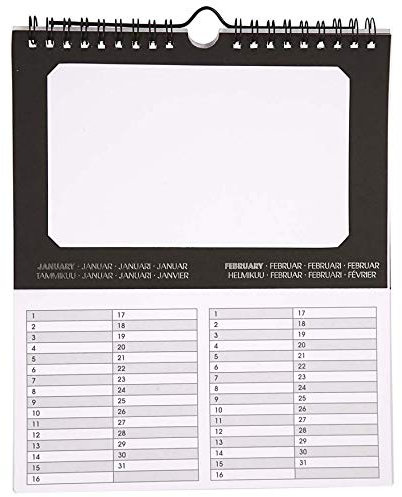 Geburtstagskalender 23x19cm Ewiger Kalender Immerwährender Wandkalender schwarz weiss DIY