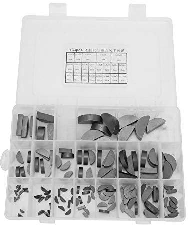 135 st 21 slags Woodruff Key Assortment Kit, Half Moon Svänghjul Remskiva Vev Way Key Hardware Assortiment Kit, med låda för flera ändamål bra hållbarhet