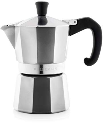 Bellemain Stovetop Espresso Maker | Italian Moka Pot Espresso Maker, Classic Aluminum Design Mocha Pot for Home Brewing & Camping | Easy to Use & Clean - 3-Cup, Silver
