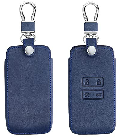 kwmobile Autoschlüssel Kunstleder Hülle kompatibel mit Renault 4-Tasten Smartkey Autoschlüssel (nur Keyless Go) - Schlüsselhülle in Dunkelblau