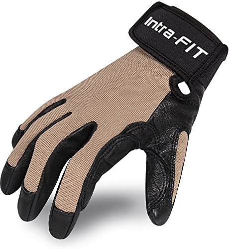 Intra-FIT Guantes de escalada de piel de cabra duraderos, guantes de trabajo, protección contra la abrasión, para escalada, escalada, montañismo, aventura, deportes al aire libre, rescate.