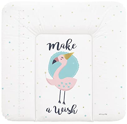 Schnucky Wickelauflage - weiche Baby Wickelunterlage, Wickeltischauflage, wasserdicht und abwaschbar, für Wickeltisch/Wickelkommode geeignet. [75 x 72 cm, Flamingo]