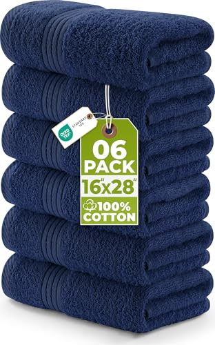 Utopia Towels - Toallas de Mano Grandes de algodón multipropósito para baño, Manos, Cara, Gimnasio y SPA - Dimensiones 41 cm x 71 cm - Paquete de 6 (Azul Marino)