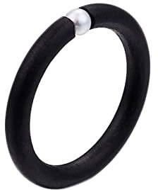 Gualiy Titan Ring Damen, Ring Schwarz Damen 3mm Ring mit Perle Ring Größe 62 (19.7)