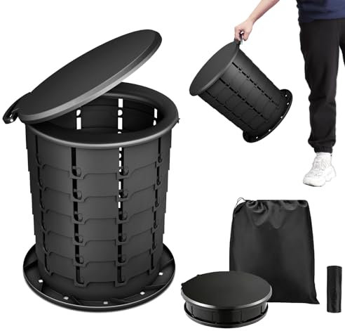 Tragbare Faltbare Campingtoilette Mobile Toilette Max 300 kg Mobile Trenntoilette Auto Toilette Unterwegs schnelle Aufbau mit 10 Stück Toilettenbeutel für Camping, Wandern, Reisen, Angel（Groß）