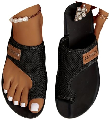 Onsoyours Sandali da Donna Ortopedici per Alluce Valgo Scarpe Infradito Comode Ciabatte Pantofole Casual Open Toe Estivi Spiaggia Flip Flops A Nero 38 EU