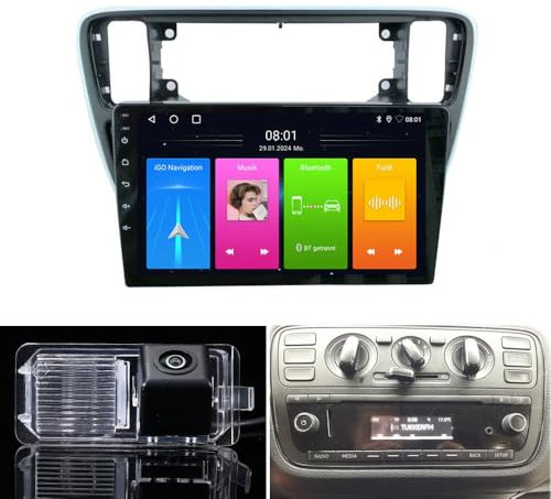 9'' HD GPS Sat Nav Navigation Navigator Autoradio with CarPlay & Android Rear View Camera Parking System Compatible with V W Load UP/e-Up/Skoda E-Citigo AA NF1 NE1 RCD215 (GPS Navigator C+Camera)