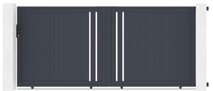 Casanoov Portail coulissant 3,5m GIONA H.160cm aluminium gris