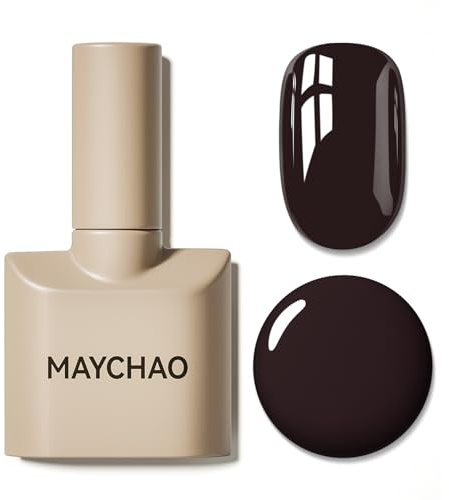 MAYCHAO Gel Nail Polish, 15ML Deep Brown Gel Polish, Soak Off UV LED Nail Varnish Nail Art Starter Manicure Salon DIY at Home, 0.5 OZ