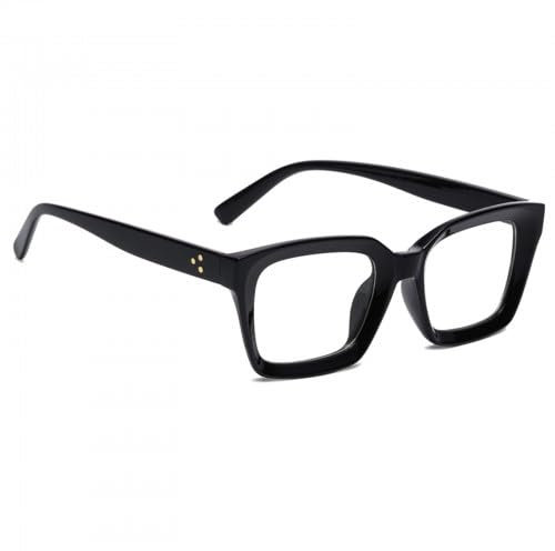 Homirty Occhiali Luce Blu Uomo e Donna, Montatura per Occhiali con Lenti Trasparenti, Cornice Quadrata Occhiali, Montature per Occhiali Alla Moda Accessori, per la lettura di giochi PC (Nero)