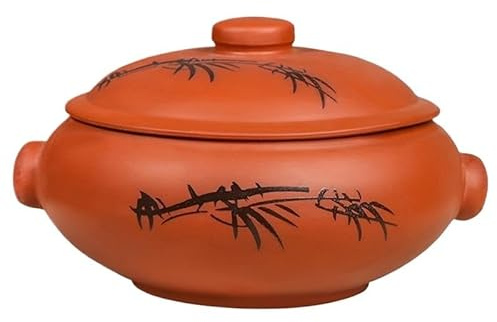 DUANSIYU Tegame Terracotta Pentole in Ceramica for casseruola in Ceramica for Uso Domestico Pentola in Ghisa con Coperchio(350ml)