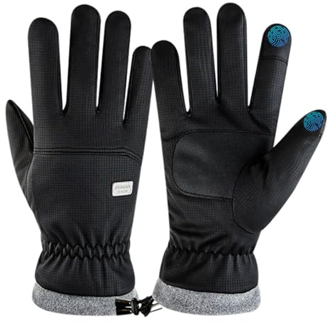 Srumvoat Winter Thermal Gloves Men, Waterproof Gloves Touchscreen Feature, Thick Lined for Warmth, Elastic Adjustable, Perfect for Cycling Glove, Ski Glove, Multi-Purpose Outdoor Use and Gift, Black