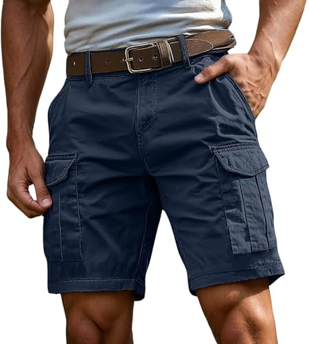 Générique 2026 Short Cargo Homme - Short Homme Shorts Et Bermudas Travail Coton Ceinture Elastique Boardshort Grande Taille Pantalon Court Shorts de travailhomme S-4XL