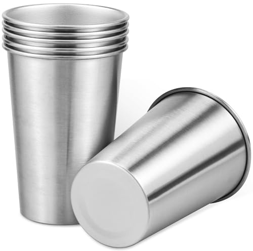 Eyoulife Lot de 6 gobelets de camping en acier inoxydable - 500 ml - Lisses - Bords incurvés - Empilables - Incassables - Pour la maison, les voyages