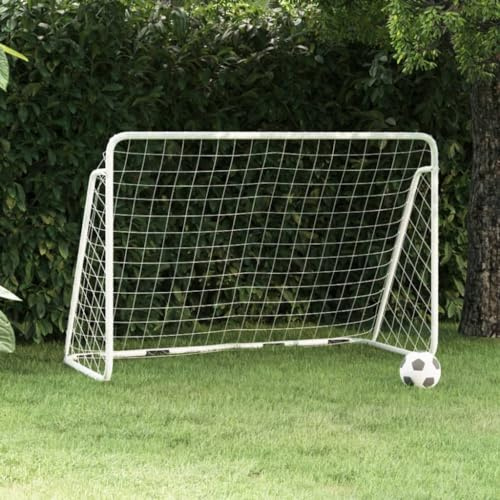 Ziaphsol Fotbollsmål med vitt nät, träningsnät av polyester och pulverlackerat stål, x x, trädgårdsgrind för gräsmatta, trädgård och skottsträning i klubben