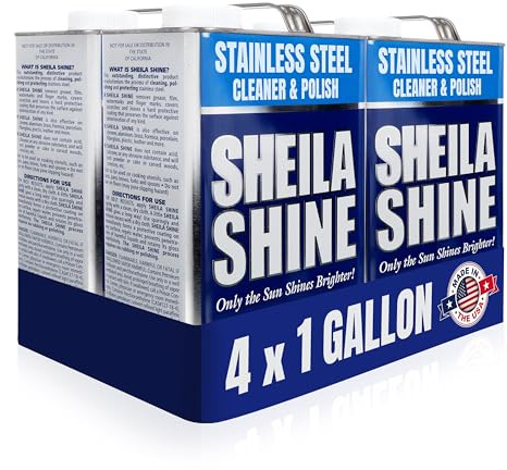 4 x 1 Gallon Stainless Steel Cleaner and Polish - Cleans, Polishes & Protects Kitchen Appliances, Refrigerators, Sinks, Ovens & Grills - Residue & Streak Free Shine - Stainless Appliance Cleaner