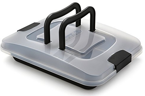 Guardini, Stampo da forno 24x32 cm con coperchio per trasporto, Acciaio con rivestimento antiaderente, Nero, Made in Italy, Linea Bake Away