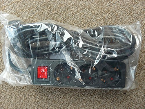 3-fach Verteiler-Steckdose schwarz mit 3m Kabel, abschaltbar + Kindersicherung