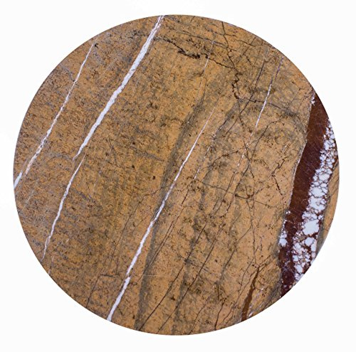 Yuchengstone Runde Servierplatte Tischplatte Buffetplatte aus braunem Marmor Ø22 x 1,8cm, Naturstein-Teller flach als Dekoterller oder Unterteller für Kücher, Essentisch oder Wohnzimmer