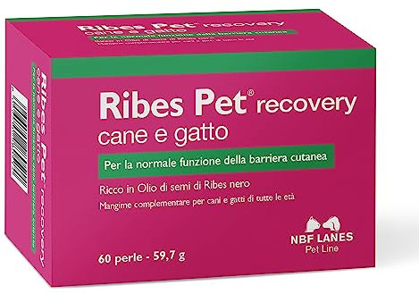 NBF Lanes | Ribes Pet Recovery Cane e Gatto, 60 Perle Appetibili, per la Normale Funzione della Barriera Cutanea