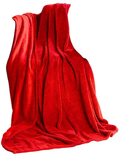 CelinaTex Flauschige Kuscheldecke 150 x 200 cm rot Decke Sofa Wohndecke weich Soft Mikrofaser Fleece Oeko-TEX TV-Decke
