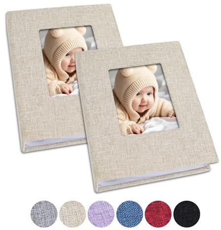 Vienrose 4x6 Mini Photo Album, 2 Pack, 52 Photos, Beige