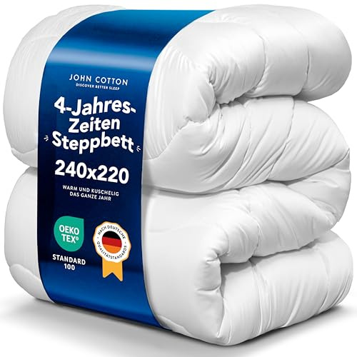 John Cotton 4 Jahreszeiten Bettdecke 240x220 - Atmungsaktive 3-in-1 Bettdecken für Sommer & Winter | Oeko-Test Zertifiziert Steppdecke | Microfaser Schlafdecke | Winterdecke 220 x 240 cm