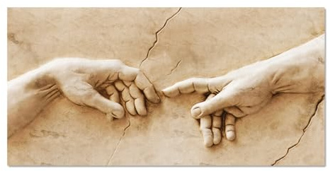 Giallobus - Quadro - 21 - Capezzale Moderno per la casa - Le Mani della Creazione - Vetro Acrilico - 100x50 - Pronto da Appendere - Quadri Moderni per la casa