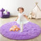 lightlux Shaggy Hochflor Teppich Rund für Kinderzimmer Wohnzimmer Schlafzimmer Langflor Teppich Hochwertig Hohe Pflegeleicht Fadendichte Flauschiger kinderteppich für Kinder Mädchen(Violett 122cm)