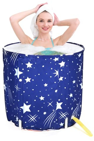QWORK® Portable Bathtub 65x70, Portable Ice Bath, Adult Spa Bathtub for Home Soaking Baths
