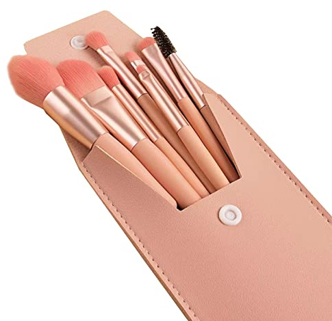 Eowppue Pinselset Makeup 8 Stück Make up Pinsel Set pinselset makeup Premium Synthetic Schminkpinsel set für Puder Concealer Highlighter Foundation Eyeliner Lidschatten（Pink & Speicherpaket）